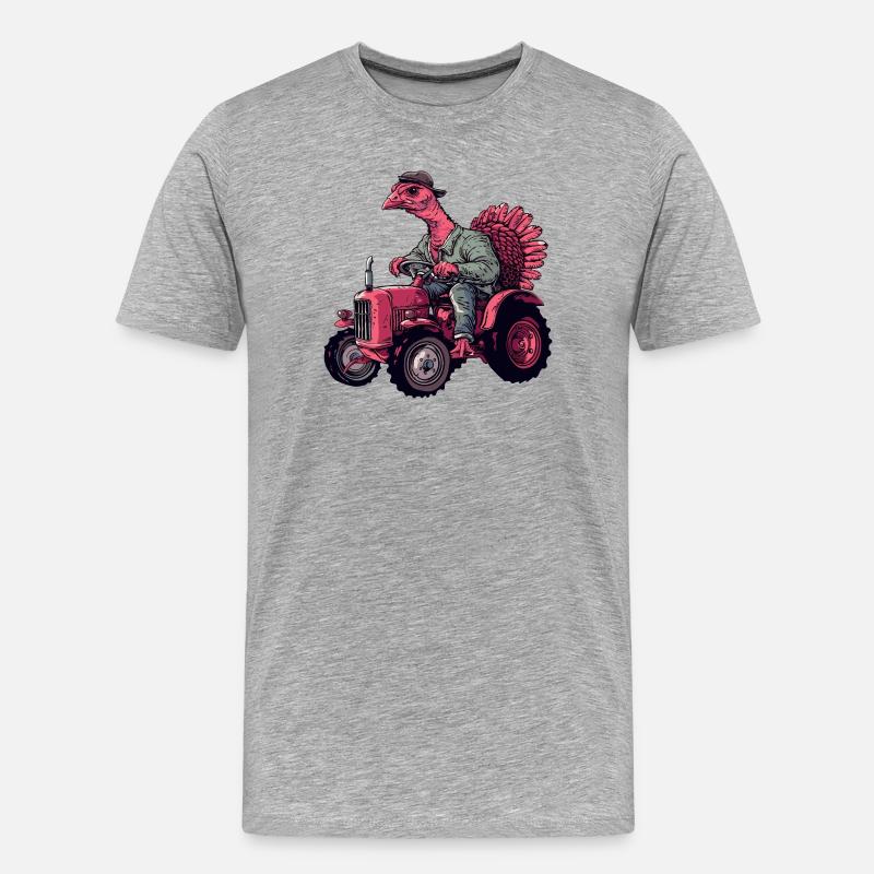 Truthahn Traktor Farmer - Männer Premium Bio T-Shirt - Grau meliert