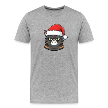 Grimmiger Weihnachtskater anti weihnachts katze - Männer Premium Bio T-Shirt - Grau meliert - Vorne - Damien (186cm)