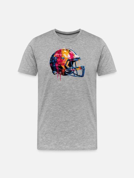 Football Helm - Männer Premium Bio T-Shirt - Grau meliert