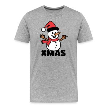 Dessin animé du bonhomme de neige de Noël - T-shirt bio Premium Homme - gris chiné - Devant - Damien (186cm)
