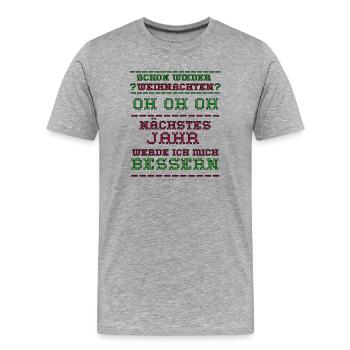 Ugly christmas - Männer Premium Bio T-Shirt - Grau meliert - Vorne - Damien (186cm)