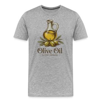 Huile d’olive - T-shirt bio Premium Homme - gris chiné - Devant - Damien (186cm)