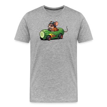 Mouse Racer Caisse de Sapon Courses de Concombre Sports - T-shirt bio Premium Homme - gris chiné - Devant - Damien (186cm)