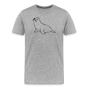 Seehund Robbe Norddeutschland Geschenk Weihnachten - Männer Premium Bio T-Shirt - Grau meliert - Vorne - Damien (186cm)