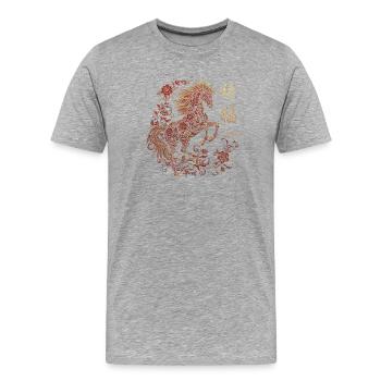 Chinesisches Neujahr der Frauen im Jahr des Pferde - Männer Premium Bio T-Shirt - Grau meliert - Vorne - Damien (186cm)