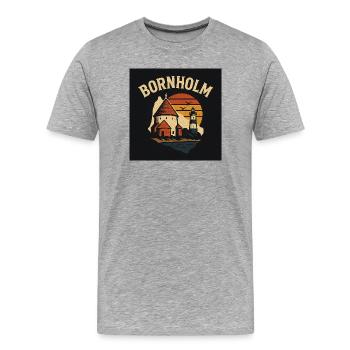 Bornholm-Sonnenuntergang am Leuchtturm und Hafen - Männer Premium Bio T-Shirt - Grau meliert - Vorne - Damien (186cm)