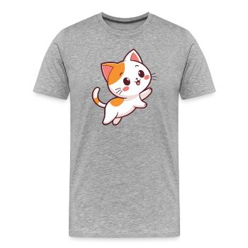 Chaton Calico Joyeux - T-shirt bio Premium Homme - gris chiné - Devant - Damien (186cm)