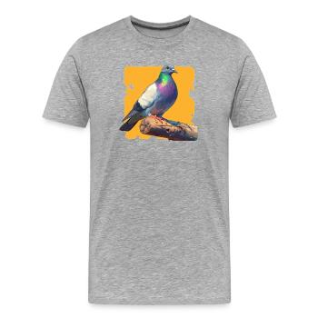 Tauben Taube - Männer Premium Bio T-Shirt - Grau meliert - Vorne - Damien (186cm)