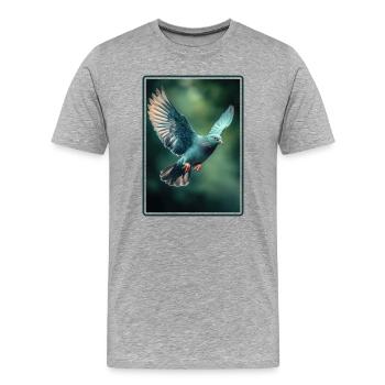 Tauben Taube - Männer Premium Bio T-Shirt - Grau meliert - Vorne - Damien (186cm)