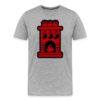 Cheminée de Noël Cheminée de Noël - T-shirt bio Premium Homme - gris chiné - Devant - Damien (186cm)