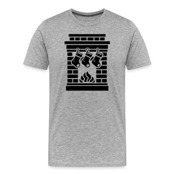 Fireplace Christmas Christmas Sock - Men's Premium Organic T-Shirt - heather grey - Front - Damien (186cm)