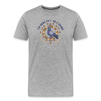 Chasseur de biscuits Pigeon Pixel - T-shirt bio Premium Homme - gris chiné - Devant - Damien (186cm)
