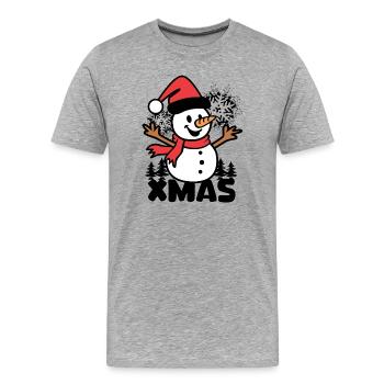 Joyeux Noël Dessin animé bonhomme de neige - T-shirt bio Premium Homme - gris chiné - Devant - Damien (186cm)