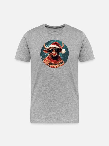 Noël de Noël Bull - T-shirt bio Premium Homme - gris chiné