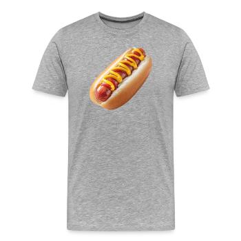 Hot Dog, Viennese Sausage, Sausage - Men's Premium Organic T-Shirt - heather grey - Front - Damien (186cm)