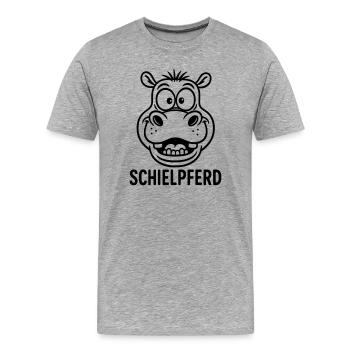 schielpferd kinder witz - Männer Premium Bio T-Shirt - Grau meliert - Vorne - Damien (186cm)