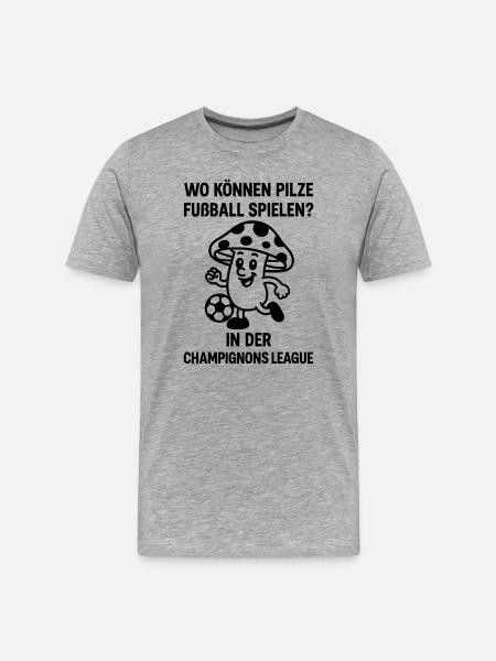 champignons fußball witz - Männer Premium Bio T-Shirt - Grau meliert