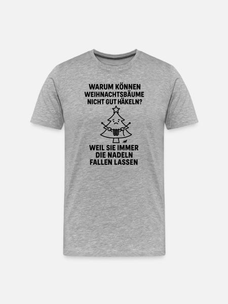 Christmas Tree Crochet Joke Needles Drop - Men's Premium Organic T-Shirt - heather grey