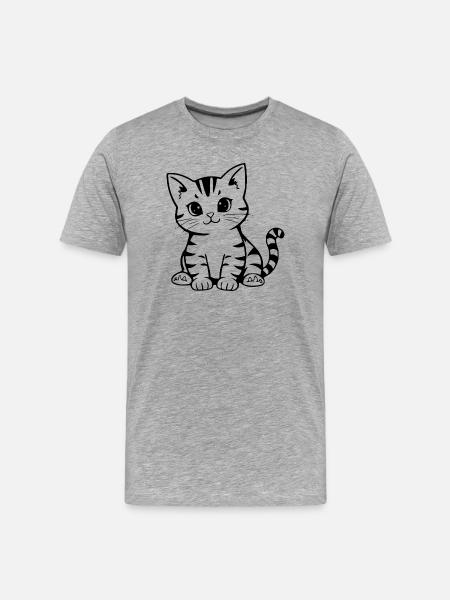 Cadeau de Noël Chat chaton Chat - T-shirt bio Premium Homme - gris chiné