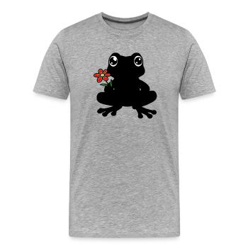 Frog with flower silhouette, silhouette black - Men's Premium Organic T-Shirt - heather grey - Front - Damien (186cm)