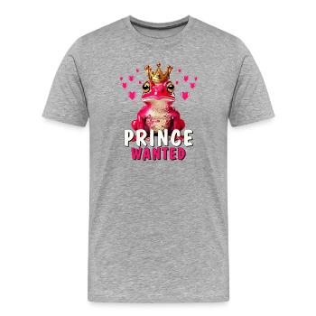 FROG PRINCE WANTED - Men's Premium Organic T-Shirt - heather grey - Front - Damien (186cm)