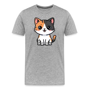 Charme de chaton calicot - T-shirt bio Premium Homme - gris chiné - Devant - Damien (186cm)