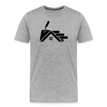 Logo Maurer avec contour de maison, truelle et briques - T-shirt bio Premium Homme - gris chiné - Devant - Damien (186cm)