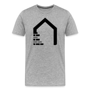Logo Mason avec maison et briques - T-shirt bio Premium Homme - gris chiné - Devant - Damien (186cm)
