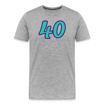 40. 40 ANS. 40e ANNIVERSAIRE. ANNIVERSAIRE 40 ANS. - T-shirt bio Premium Homme - gris chiné - Devant - Damien (186cm)