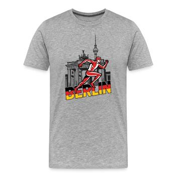 Coureur de sprint berlinois - T-shirt bio Premium Homme - gris chiné - Devant - Damien (186cm)