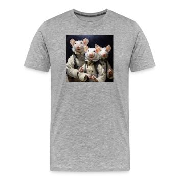 Des rats en trio de manteaux - T-shirt bio Premium Homme - gris chiné - Devant - Damien (186cm)