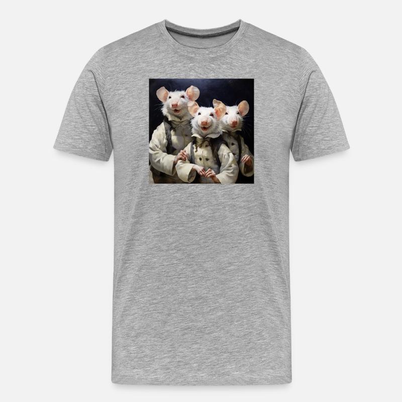 Ratten im Mantel-Trio - Männer Premium Bio T-Shirt - Grau meliert