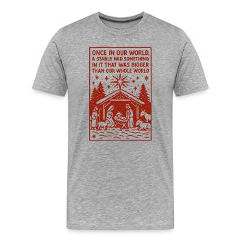 Größer als unsere ganze Welt 1 - Männer Premium Bio T-Shirt - Grau meliert - Vorne - Damien (186cm)