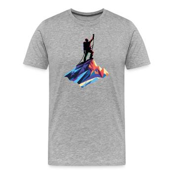 Alpiniste au sommet - T-shirt bio Premium Homme - gris chiné - Devant - Damien (186cm)