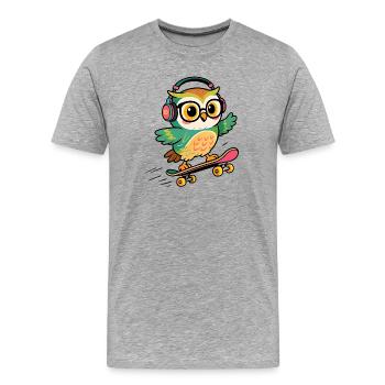 Eulen-Schlittschuhhelm und Schutzbrille - Männer Premium Bio T-Shirt - Grau meliert - Vorne - Damien (186cm)