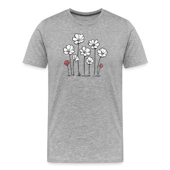 Delicate Wildflower Pattern - Men's Premium Organic T-Shirt - heather grey - Front - Damien (186cm)