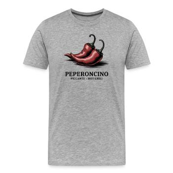 Peperoncino Piccante – Scharfe Chili - Männer Premium Bio T-Shirt - Grau meliert - Vorne - Damien (186cm)