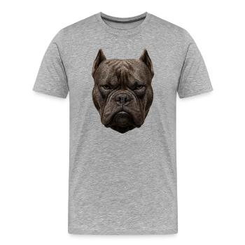 Kraftvoller Bulldoggenkopf - Männer Premium Bio T-Shirt - Grau meliert - Vorne - Damien (186cm)