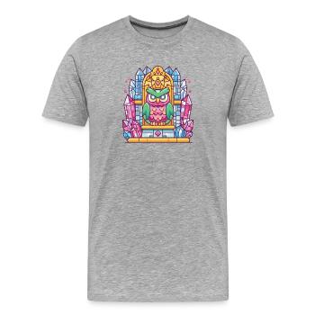 Bunte Kristalleule auf Thron - Männer Premium Bio T-Shirt - Grau meliert - Vorne - Damien (186cm)