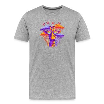 Fantasie Giraffe mit Regenbogenbrille - Männer Premium Bio T-Shirt - Grau meliert - Vorne - Damien (186cm)