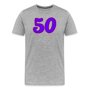 50. 50 ANS. 50e ANNIVERSAIRE. ANNIVERSAIRE 50 ANS. - T-shirt bio Premium Homme - gris chiné - Devant - Damien (186cm)
