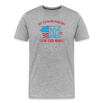 Elevator Technician I ́m Your Man Engineer USA Gift - Men's Premium Organic T-Shirt - heather grey - Front - Damien (186cm)