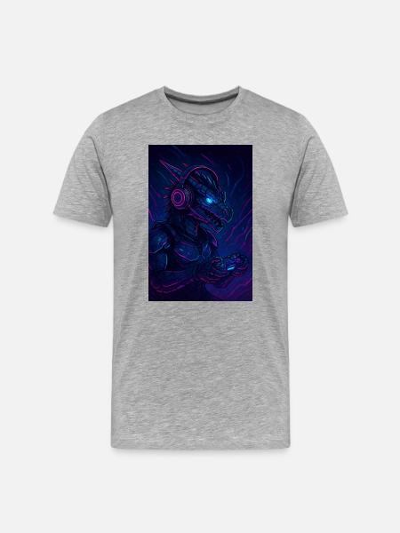 Neon Dragon Gamer - Men's Premium Organic T-Shirt - heather grey