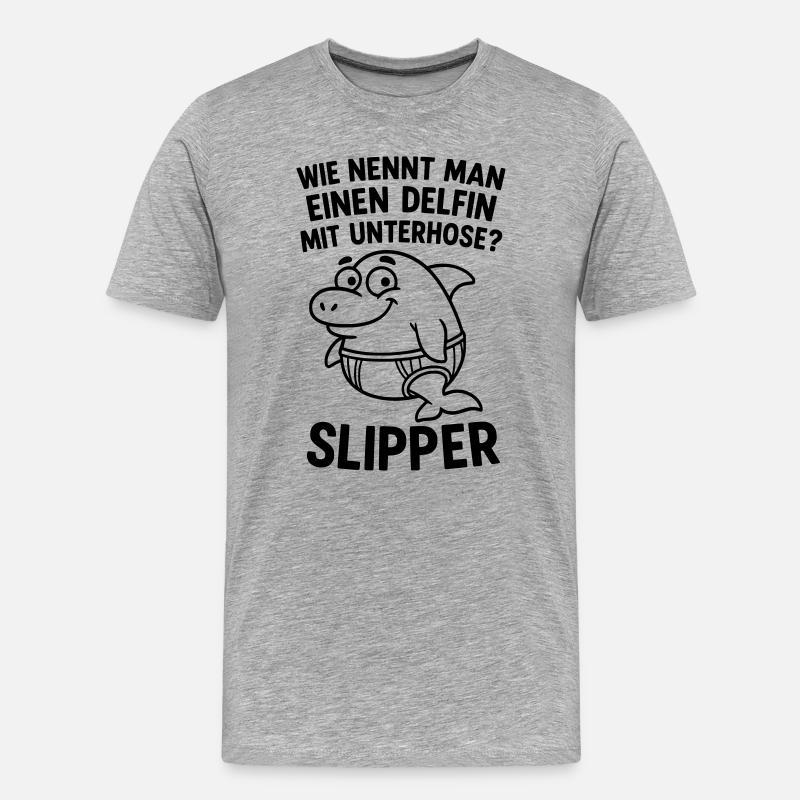 slipper delfin unterhose witz - Männer Premium Bio T-Shirt - Grau meliert
