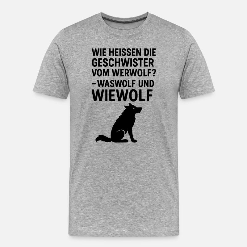 werwolf witziger spruch kinder grundschule - Männer Premium Bio T-Shirt - Grau meliert