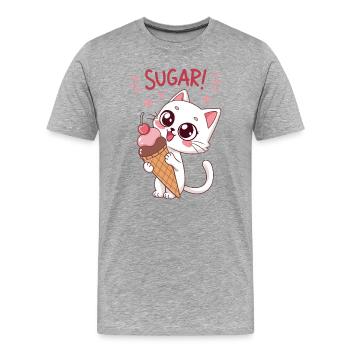 Gourmet-Katze und Eiscreme - Männer Premium Bio T-Shirt - Grau meliert - Vorne - Damien (186cm)