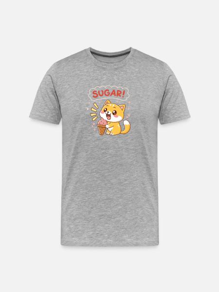 Kawaii Katzen-Eiscreme-Zucker - Männer Premium Bio T-Shirt - Grau meliert