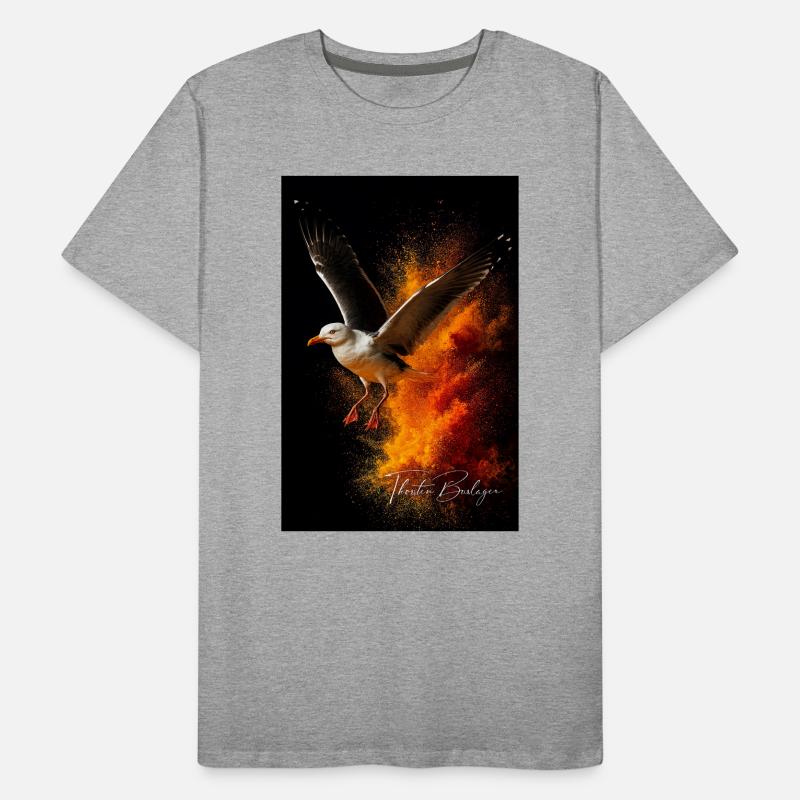 Vol de mouette devant la poussière de feu T-shirt bio Premium Homme