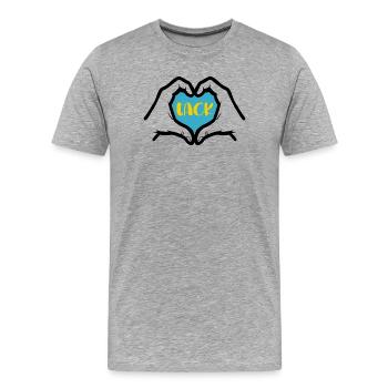 Danke - Männer Premium Bio T-Shirt - Grau meliert - Vorne - Damien (186cm)