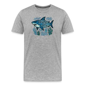 Respect les locaux Shark - T-shirt bio Premium Homme - gris chiné - Devant - Damien (186cm)